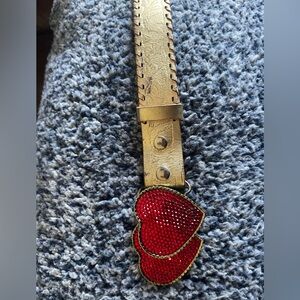 Madeline Beth Heart Buckle Leather gold belt